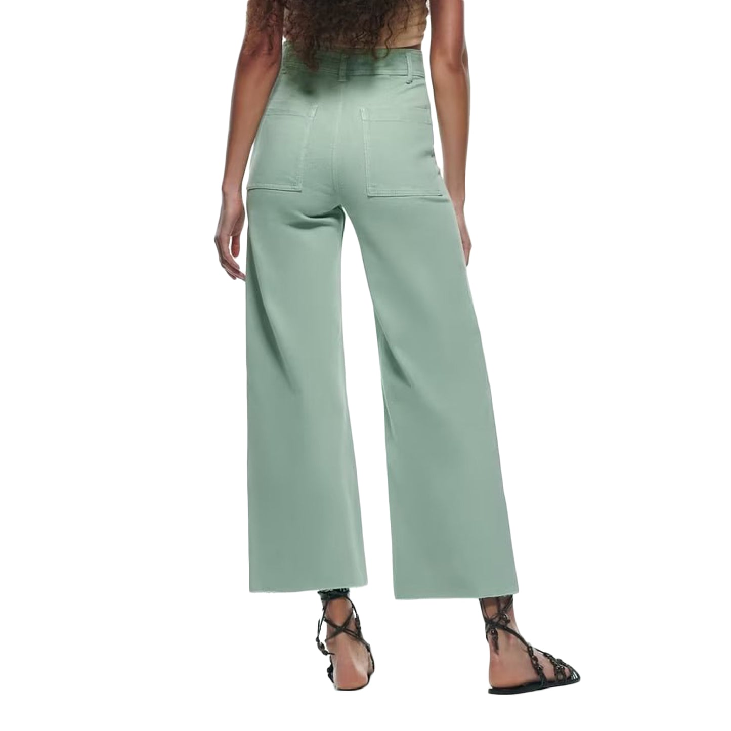 High Rise Wide Leg Jean | Mint Green