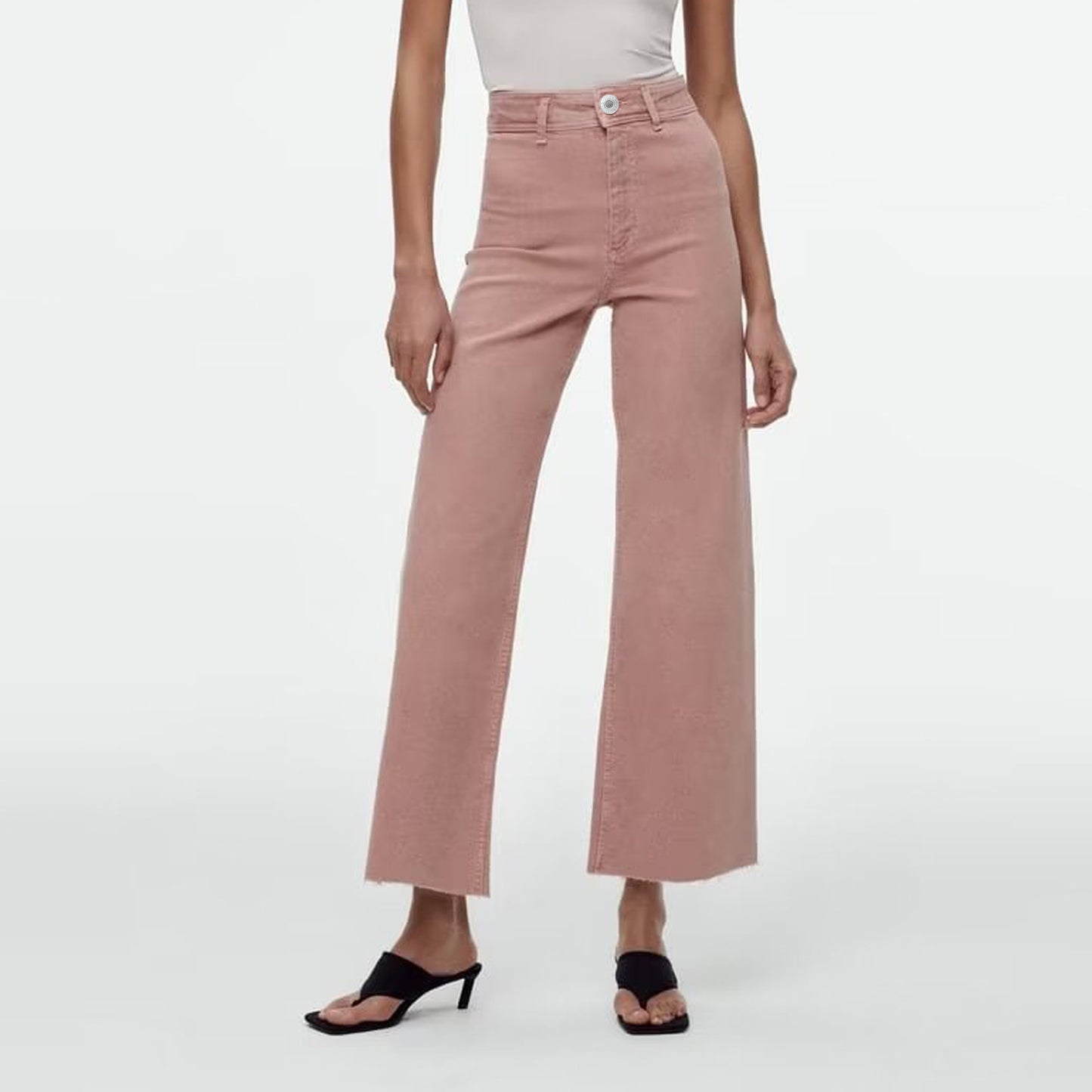 High Rise Wide Leg Jean | Dark Pink