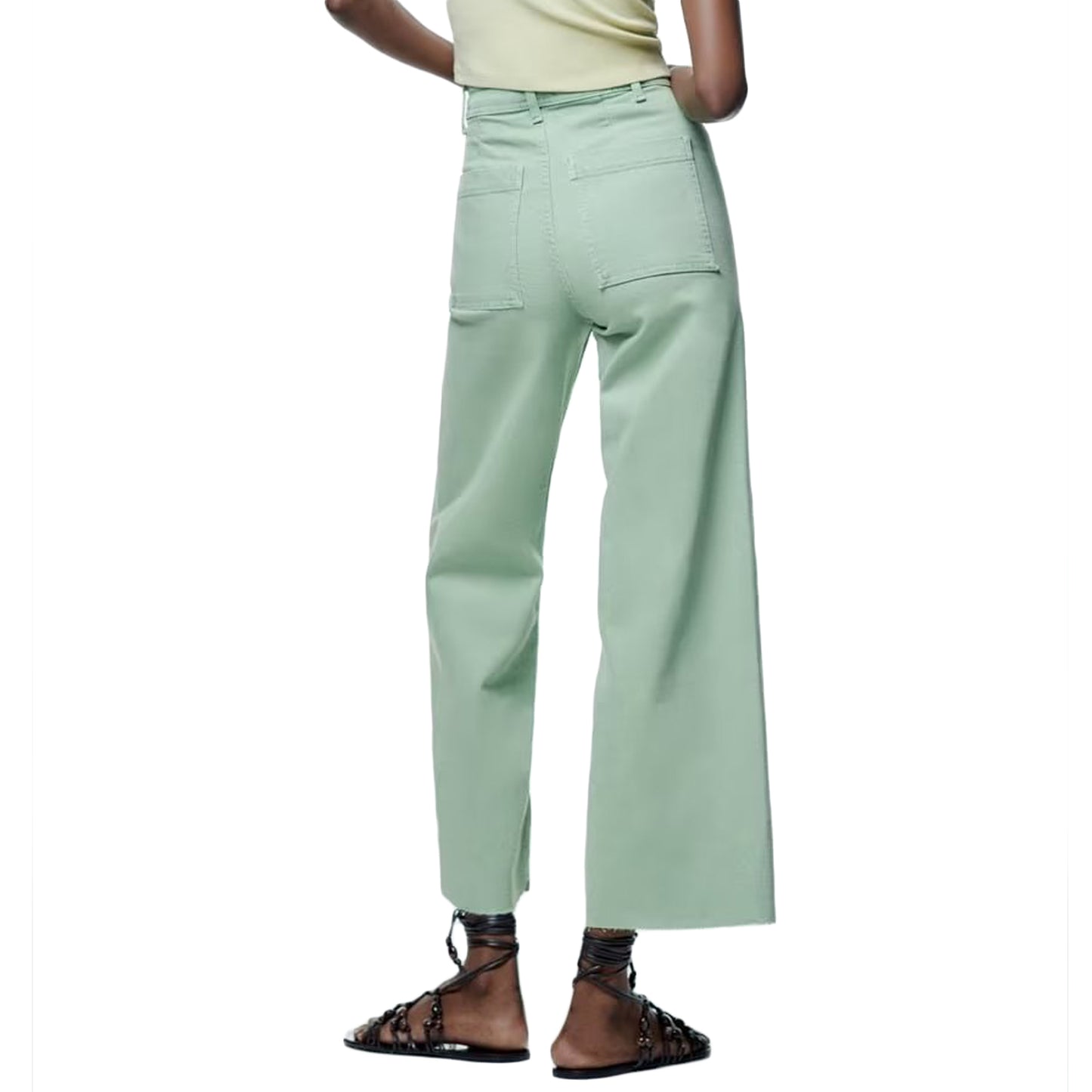 High Rise Wide Leg Jean | Mint Green