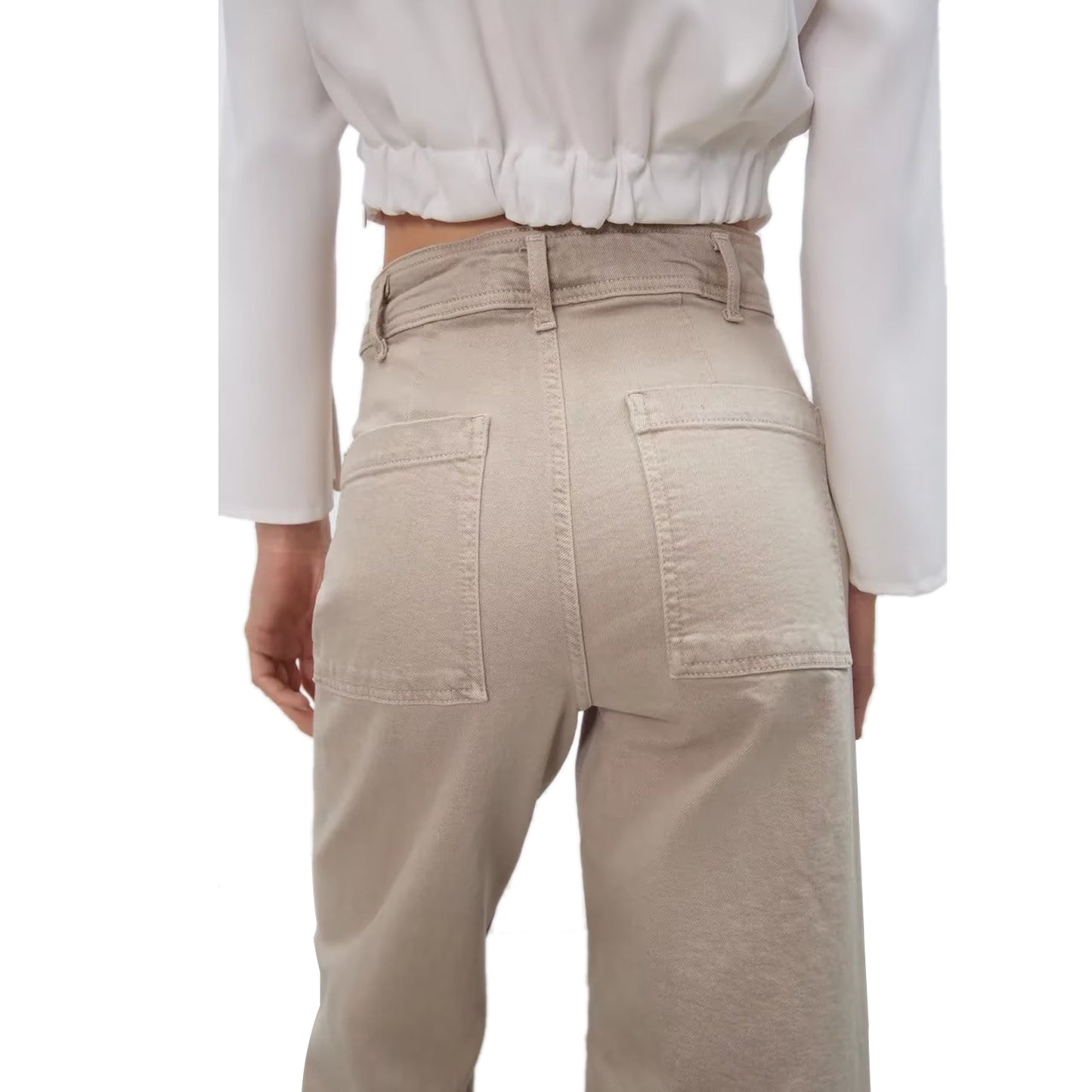 High Rise Wide Leg Jean | Khaki