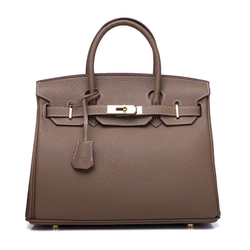 BK Lookalike Genuine Leather Handbag | Gold