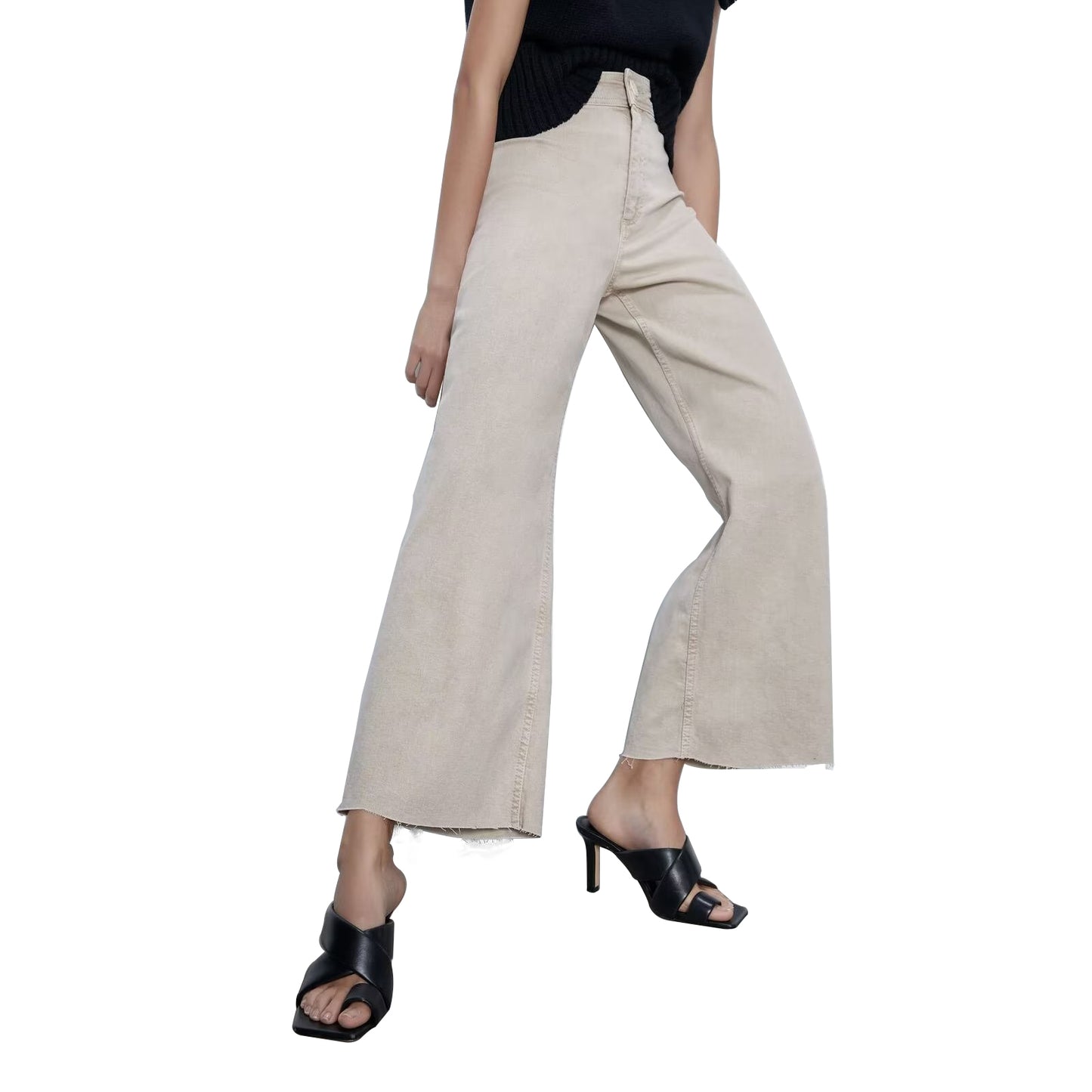 High Rise Wide Leg Jean | Khaki