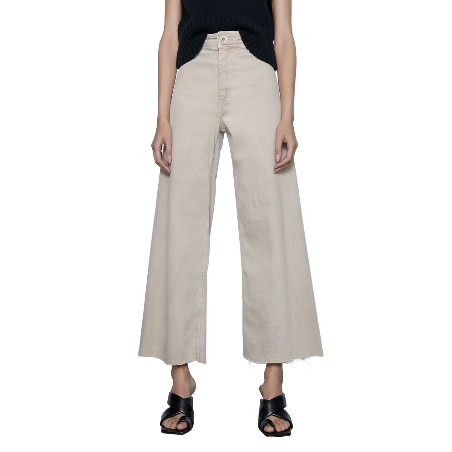 High Rise Wide Leg Jean | Khaki