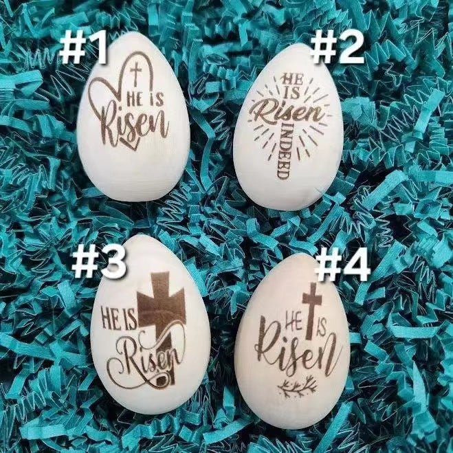 17 Styles Easter Wooden Eggs | HE IS RISEN