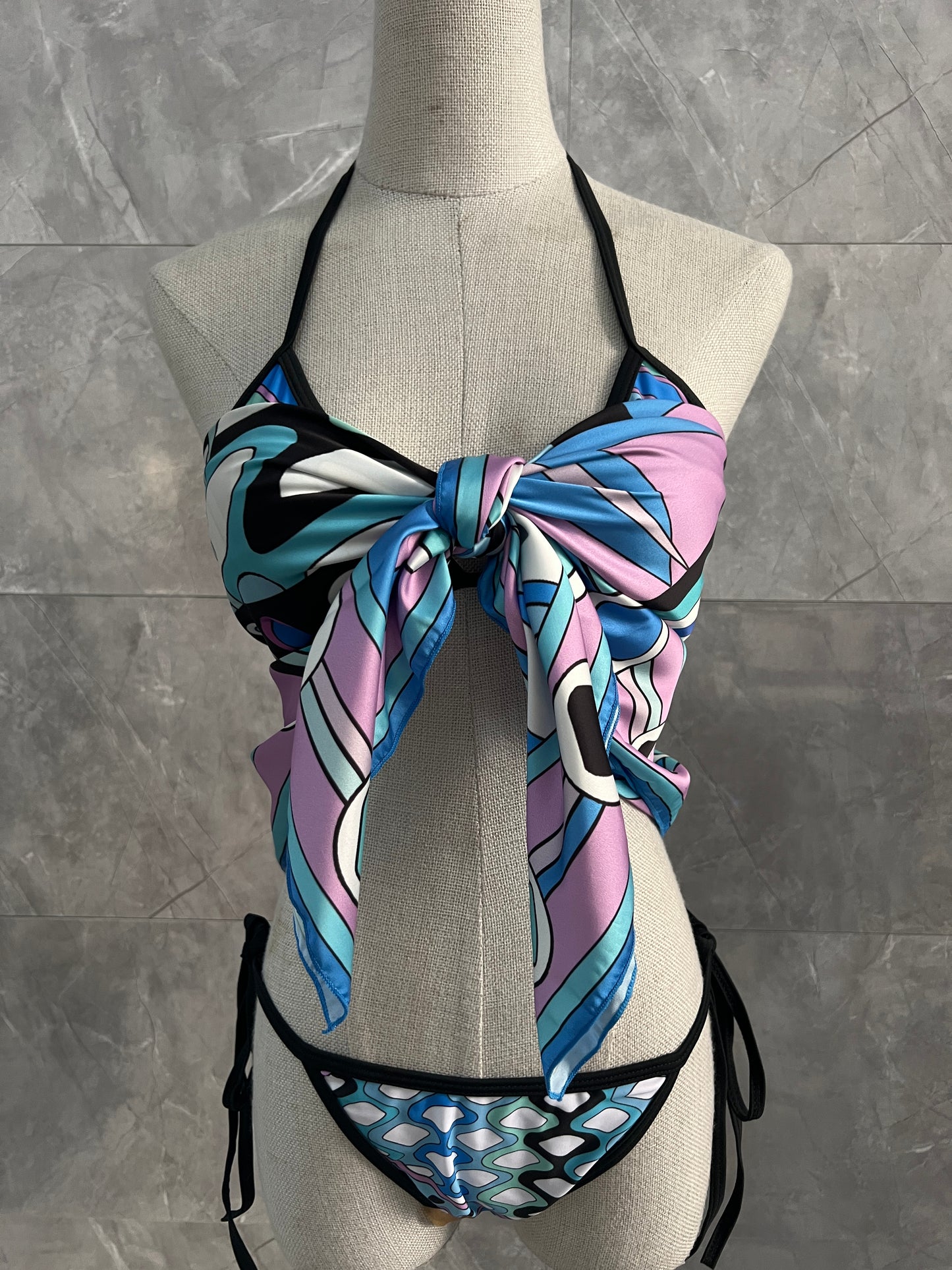 3 Pieces Blue Waves Swimsuits