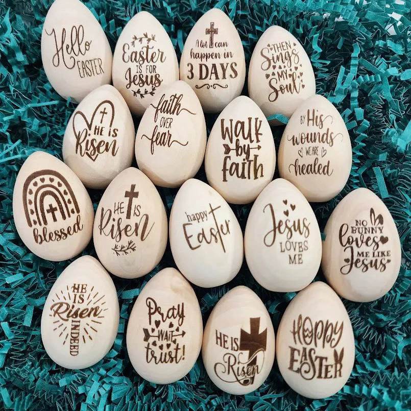 17 Styles Easter Wooden Eggs | HE IS RISEN